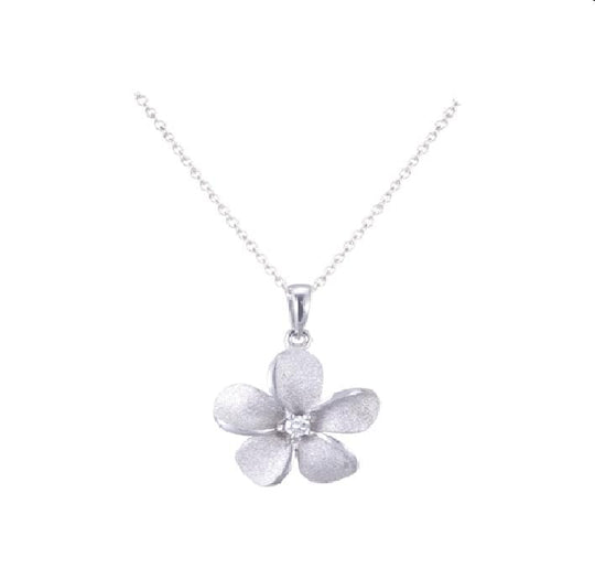 13mm 14K White Gold Plumeria Slide