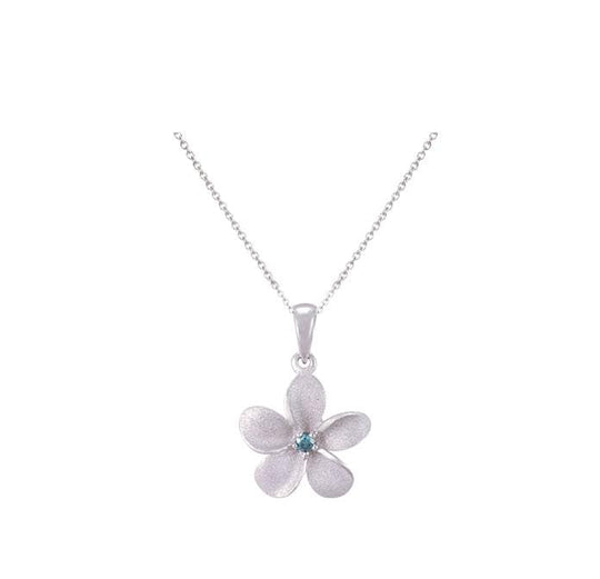 13mm 14K White Gold Plumeria Slide