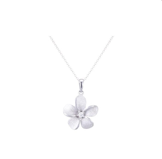 13mm 14K White Gold Plumeria Slide