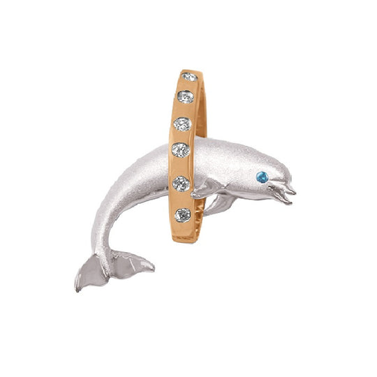 11mm 14K White Gold Plumeria Slide Anhänger