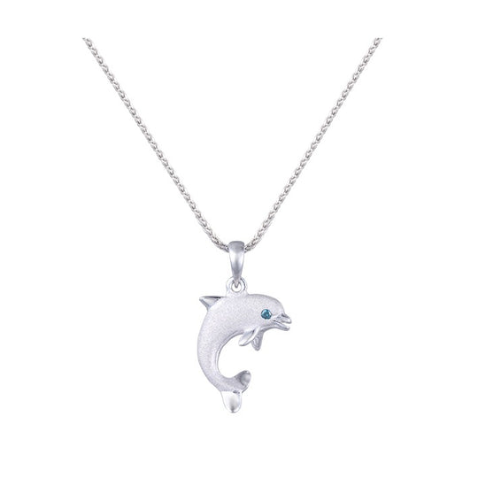 20mm 14K zwei Ton "Jumping Loop" Delphin Anhänger mit Diamanten