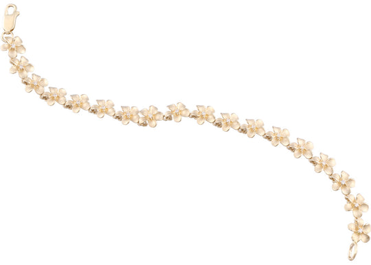 14K Weißgold Plumeria Armband mit 18 blauen Diamanten