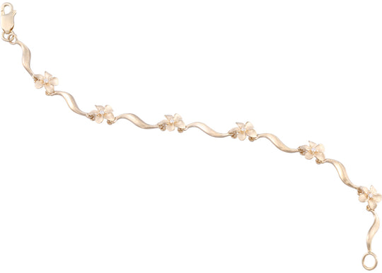 14K Weißgold Plumeria Armband mit 18 blauen Diamanten