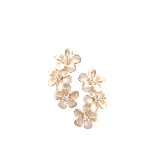 Plumeria-Ring aus 14 Kt. Gelbgold mit 3 Diamanten