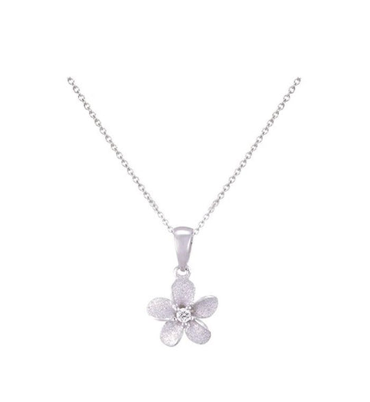 13mm 14K White Gold Plumeria Slide