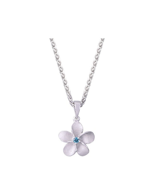 13mm 14K White Gold Plumeria Slide