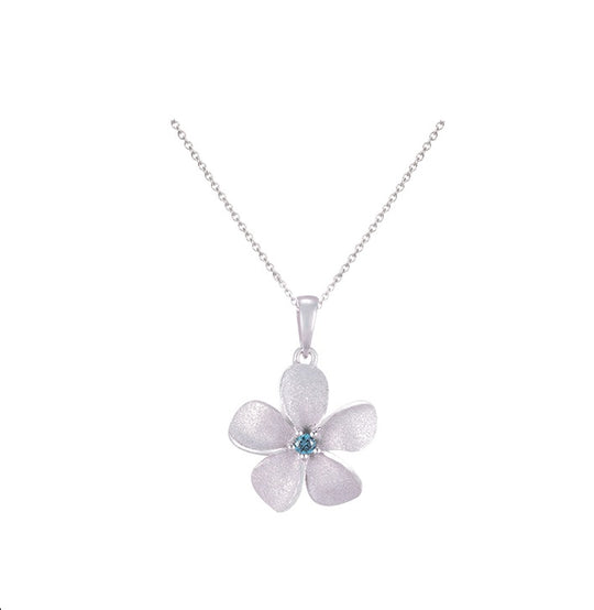 13mm 14K White Gold Plumeria Slide
