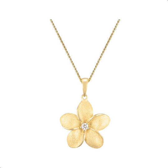 13mm 14K Gelb Gold Plumeria-Folie Anhänger