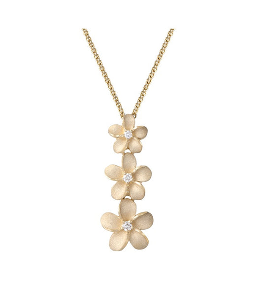 11mm 14K Gold Plumeria Dia mit Diamond