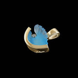 14K kleine gelb Gold Welle Anhänger mit Diamant