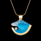 14K Medium Yellow Gold Wave Pendant with Diamond