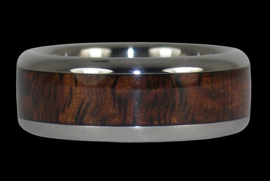 Dark Koa Wood Inlay Titan Ring Band