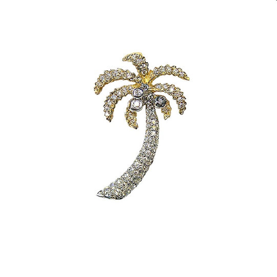 14K zweifarbiger Palmenanhänger mit Diamant