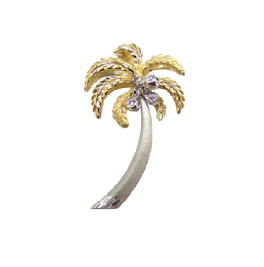 14K zweifarbiger Palmenanhänger mit Diamant