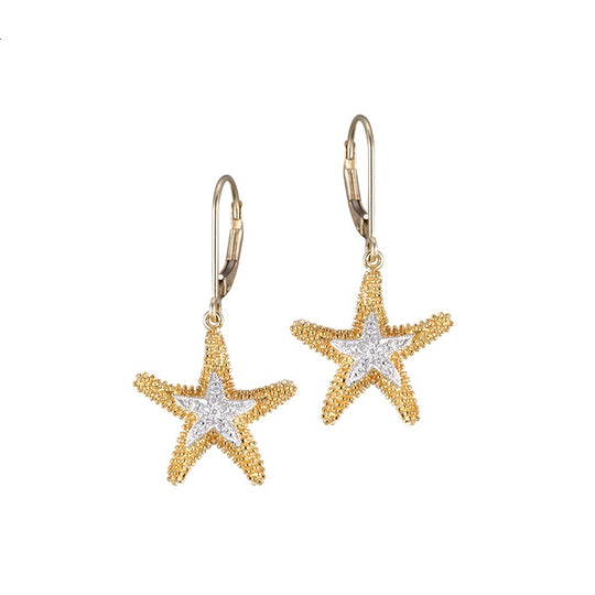 14K Sea Star Ohrringe mit 22 Diamanten