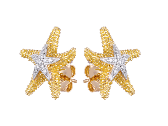 14K Sea Star Ohrringe mit 22 Diamanten