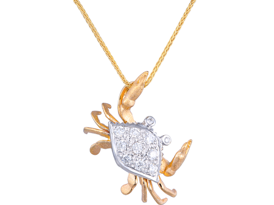 14k zurück Diamant Shell Krabbe Anhänger