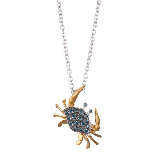 22mm 14K Gelbgold Krabbe Anhänger mit 3 Diamanten