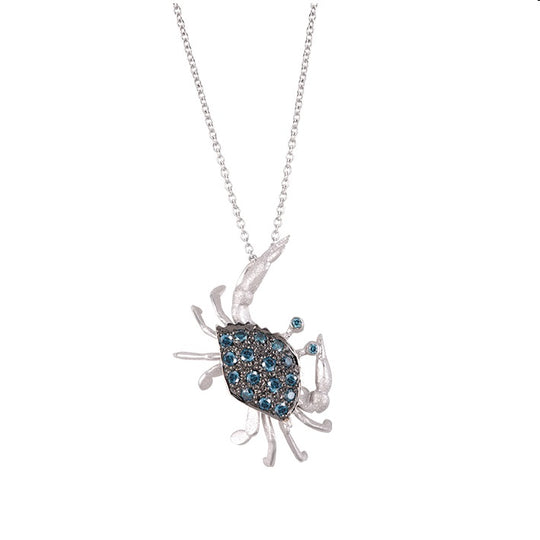 25mm 14K Two Tone Crab Pendant With 2 Diamonds