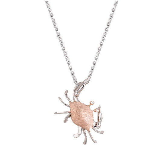 25mm 14K Two Tone Crab Pendant With 2 Diamonds