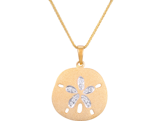 21mm 14K Sanddollar Anhänger mit 12 Diamanten
