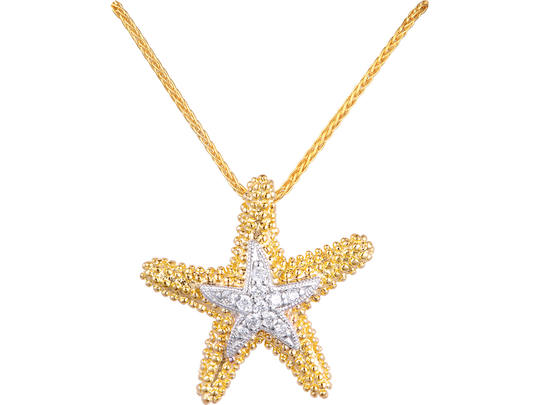 14K Sea Star Anhänger mit 11 Diamanten