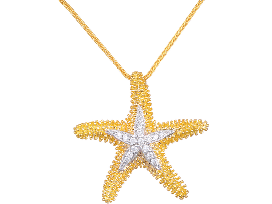 14K Sea Star Anhänger mit 16 Diamanten