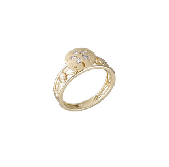 14K Gelber GoldHibiscus Anhänger mit zwei Diamanten