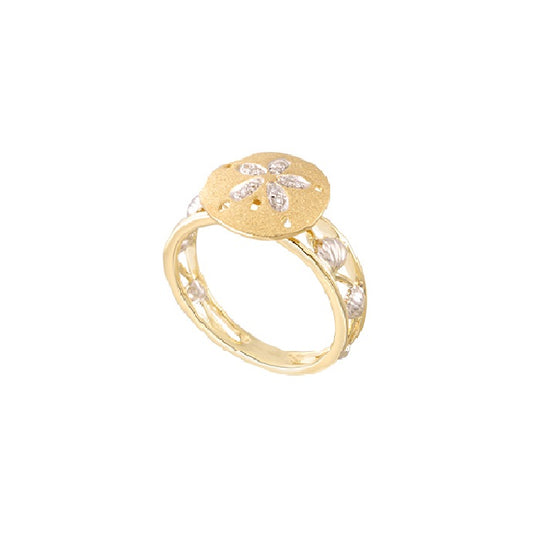 14K Gelber GoldHibiscus Anhänger mit zwei Diamanten