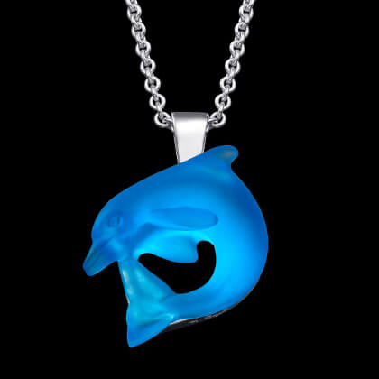 14 Karat Weißgold Delphin Anhänger