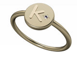 18K Gold Initial Ring w/ Diamond