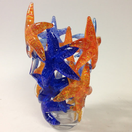 Blaue und orange Seestern Cluster Vase